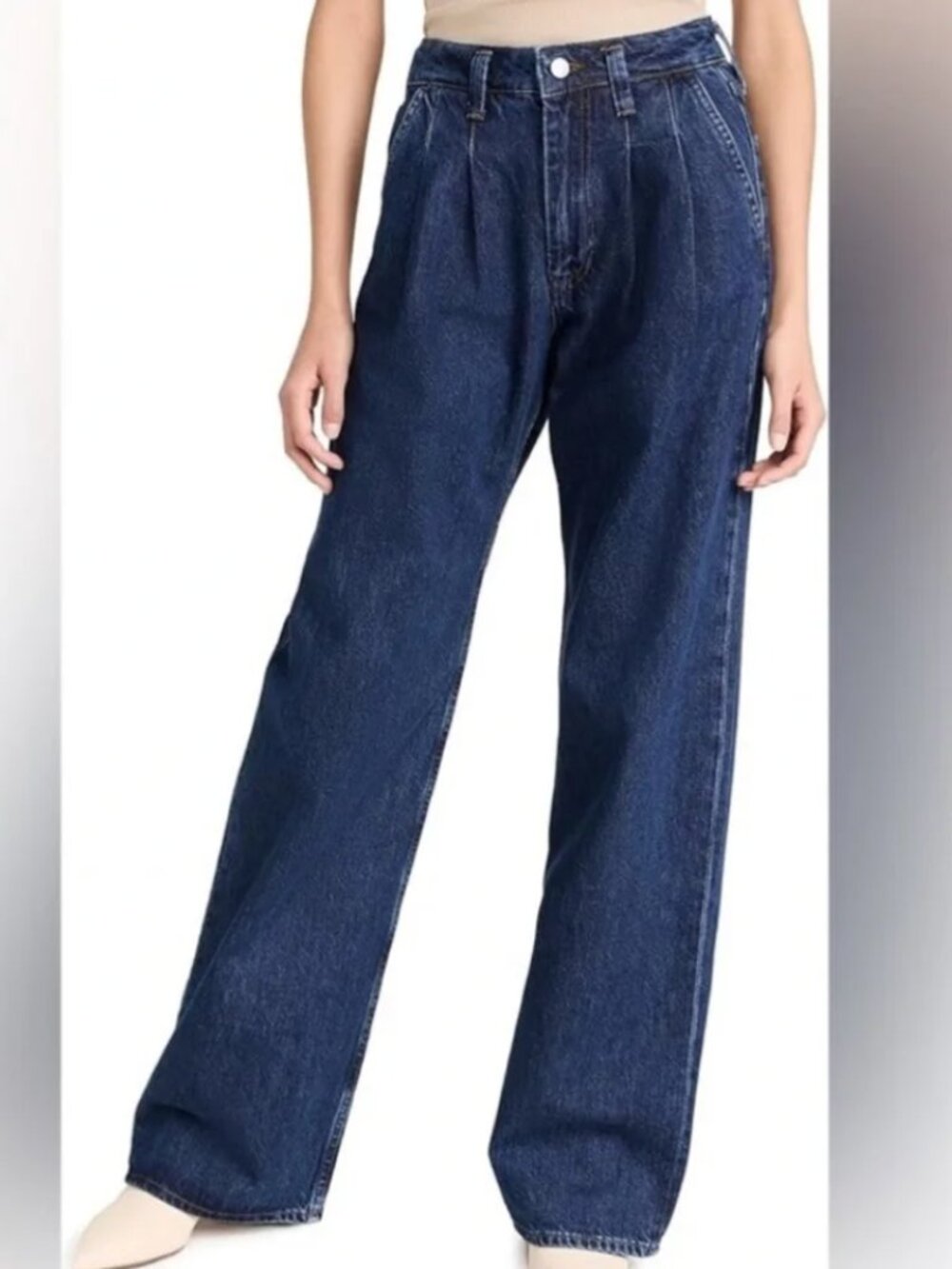Anine Bing Dark Indigo Wide-Leg High-Rise Carrie Jeans Size 28